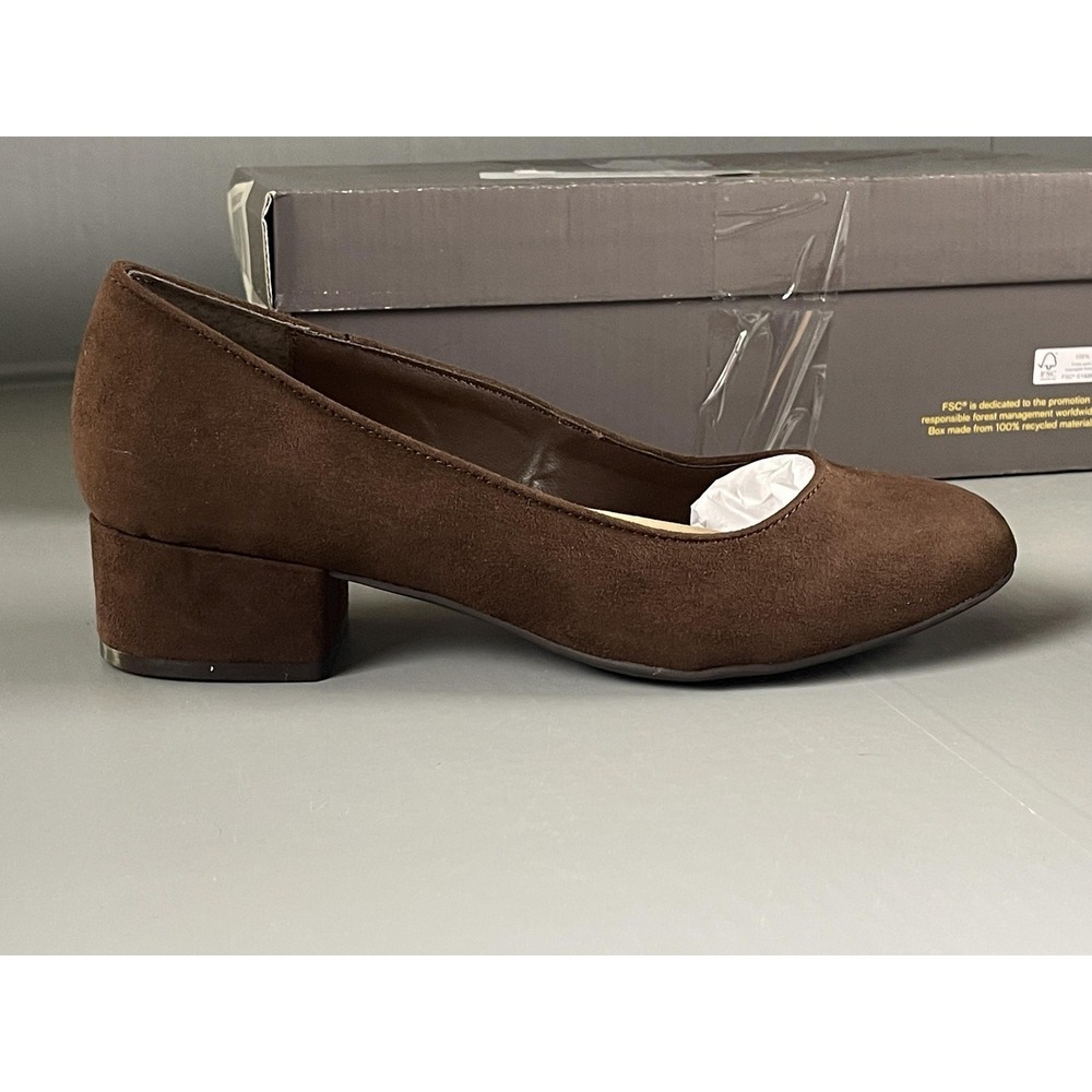 Style&co. Shoes Womens Size 7.5 Brown Gerrieef Faux Suede Block Pumps Heels